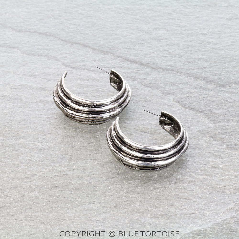 Western Multi-Layer Chunky Hoop Earrings - Large