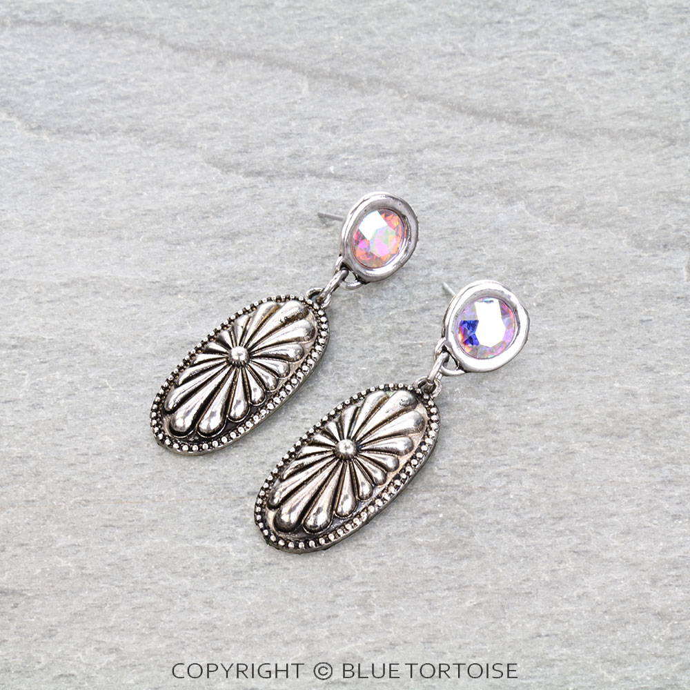 Western Oval Concho Stud Earrings