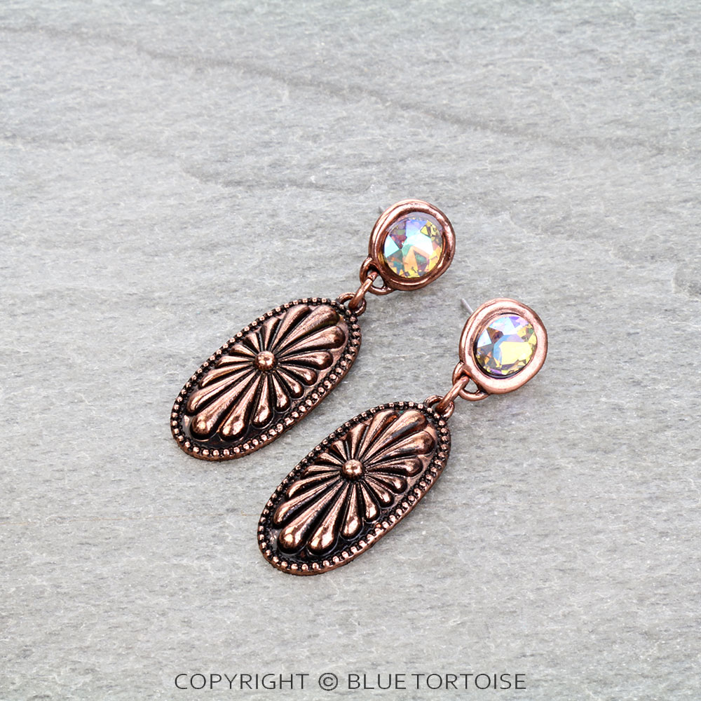 Western Oval Concho Stud Earrings