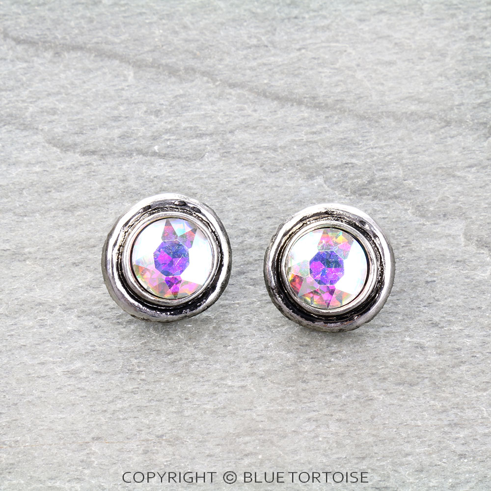 Western Round Stone Stud Earrings