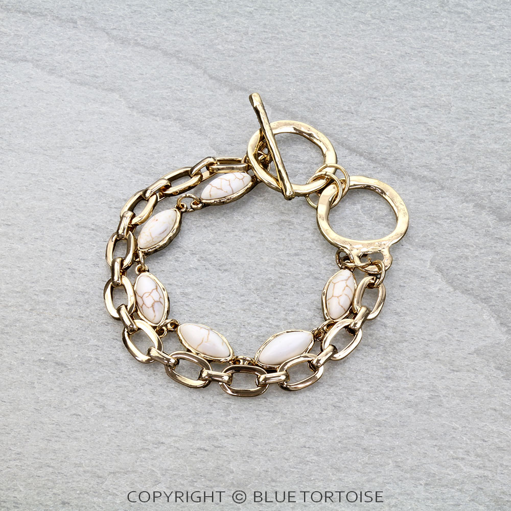 Western Oval Stone Toggle Bracelet