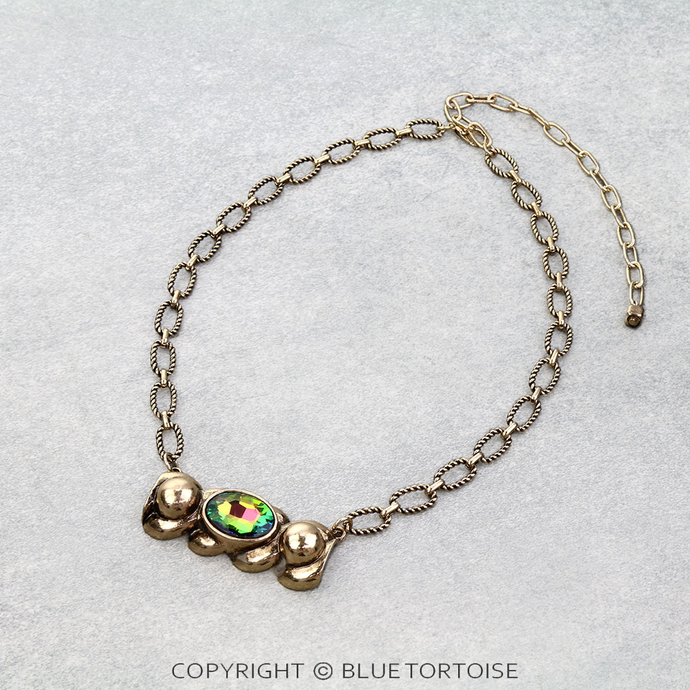 Western Concho Stone Bar Necklace