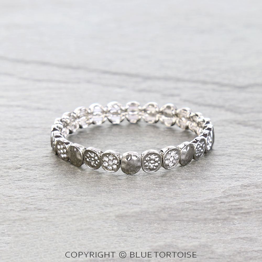 Hammered TXR Stone Stretch Bracelet