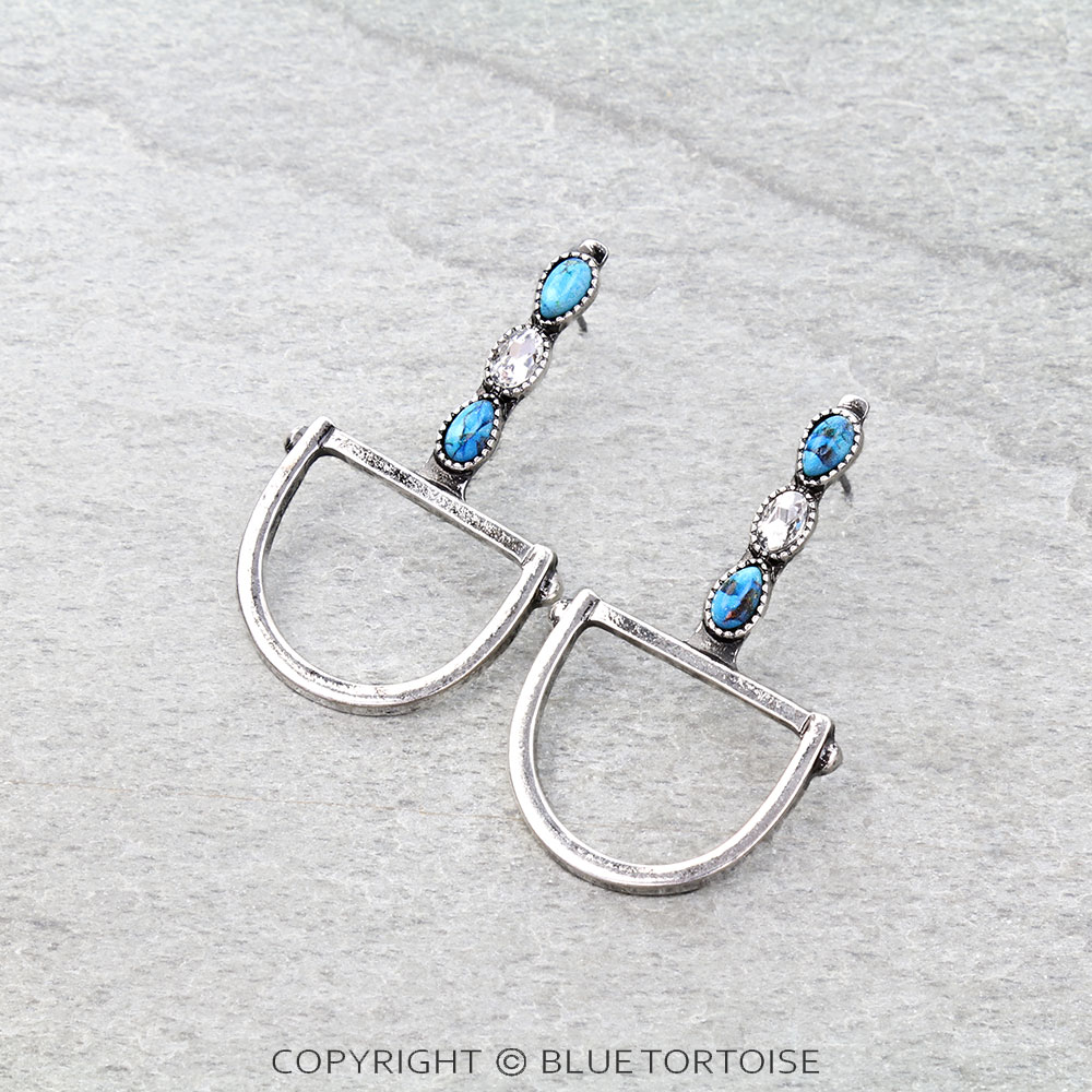 Western Horsebit Stone Stud Earrings