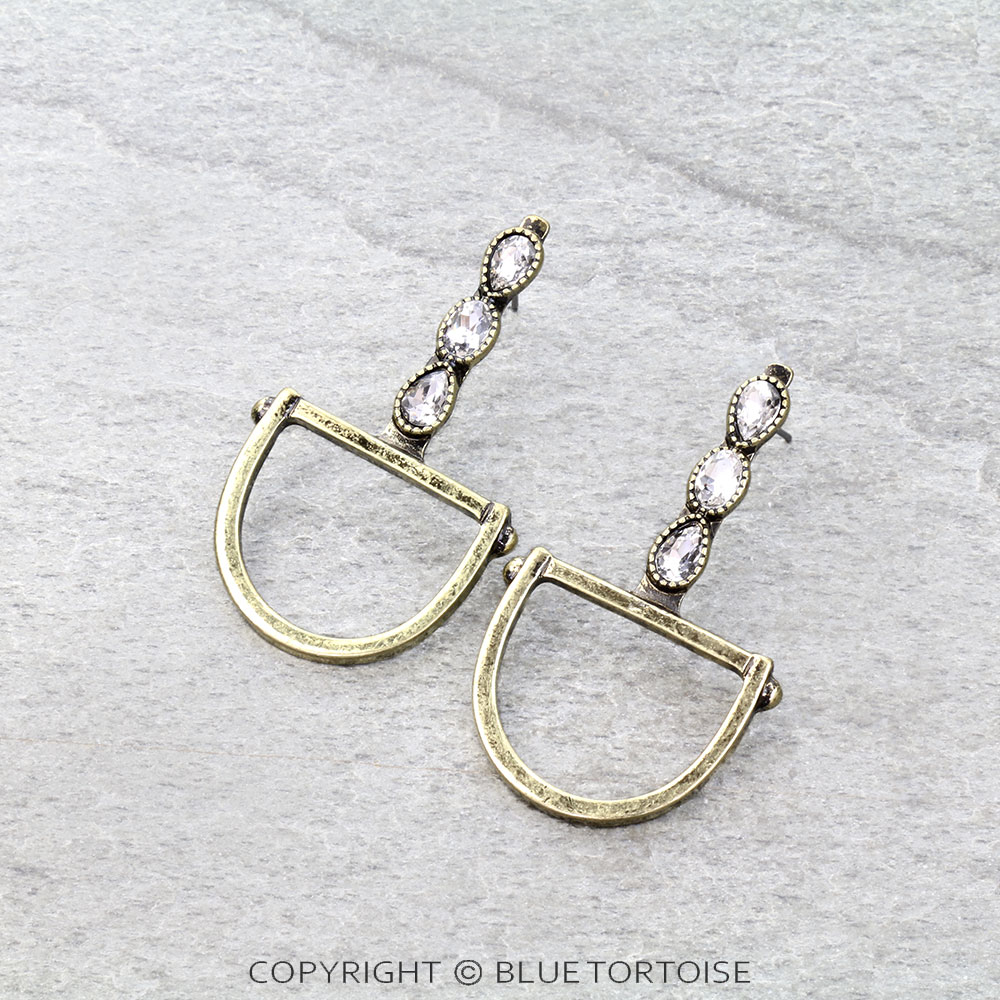 Western Horsebit Stone Stud Earrings