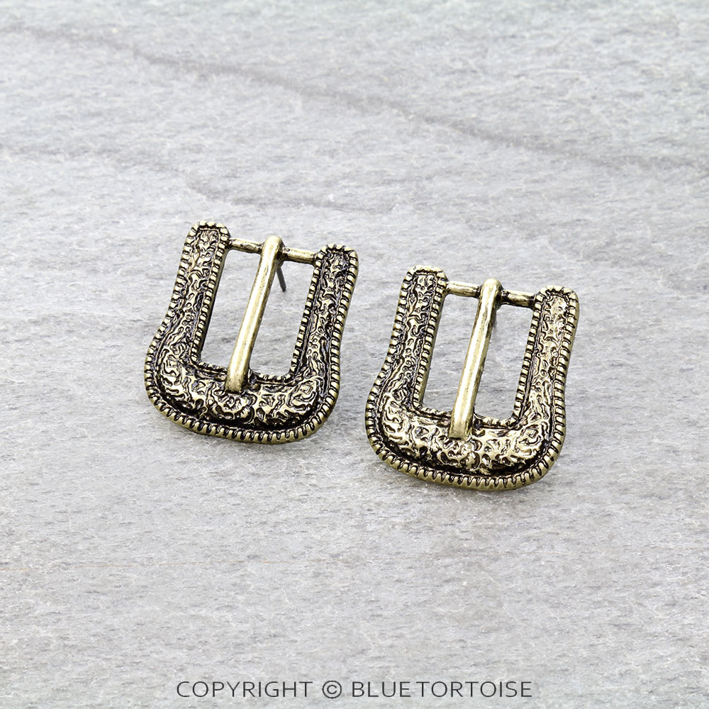 Western Belt Buckle Stud Earrings