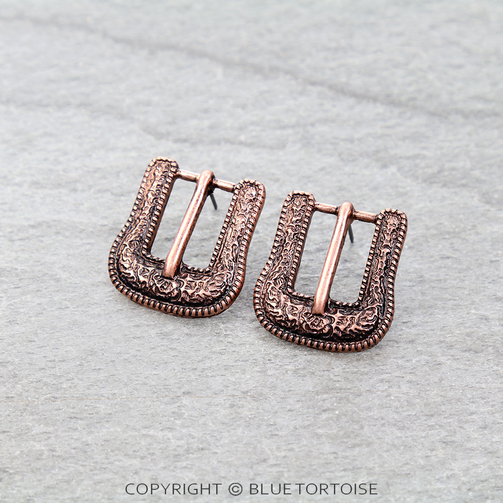 Western Belt Buckle Stud Earrings