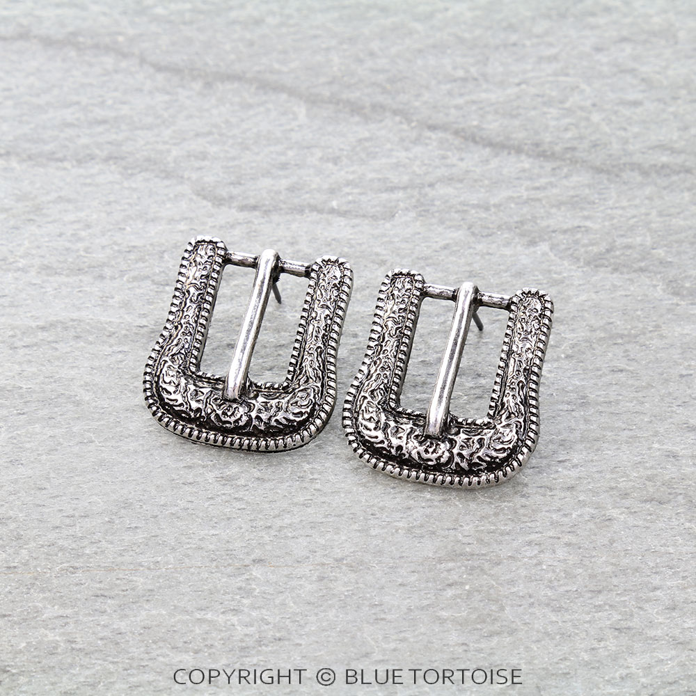 Western Belt Buckle Stud Earrings