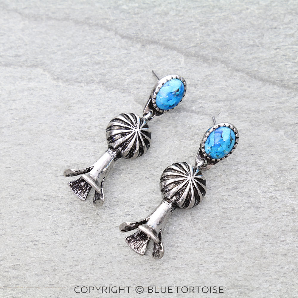 Western Single Squash Blossom Concho Stud Earrings
