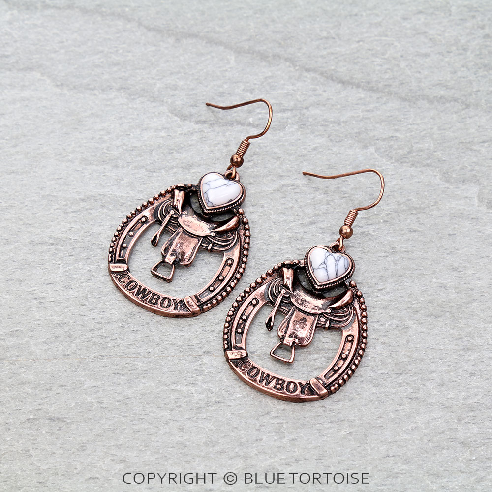 Western Cowboy Horse Saddle Dangle Earrings