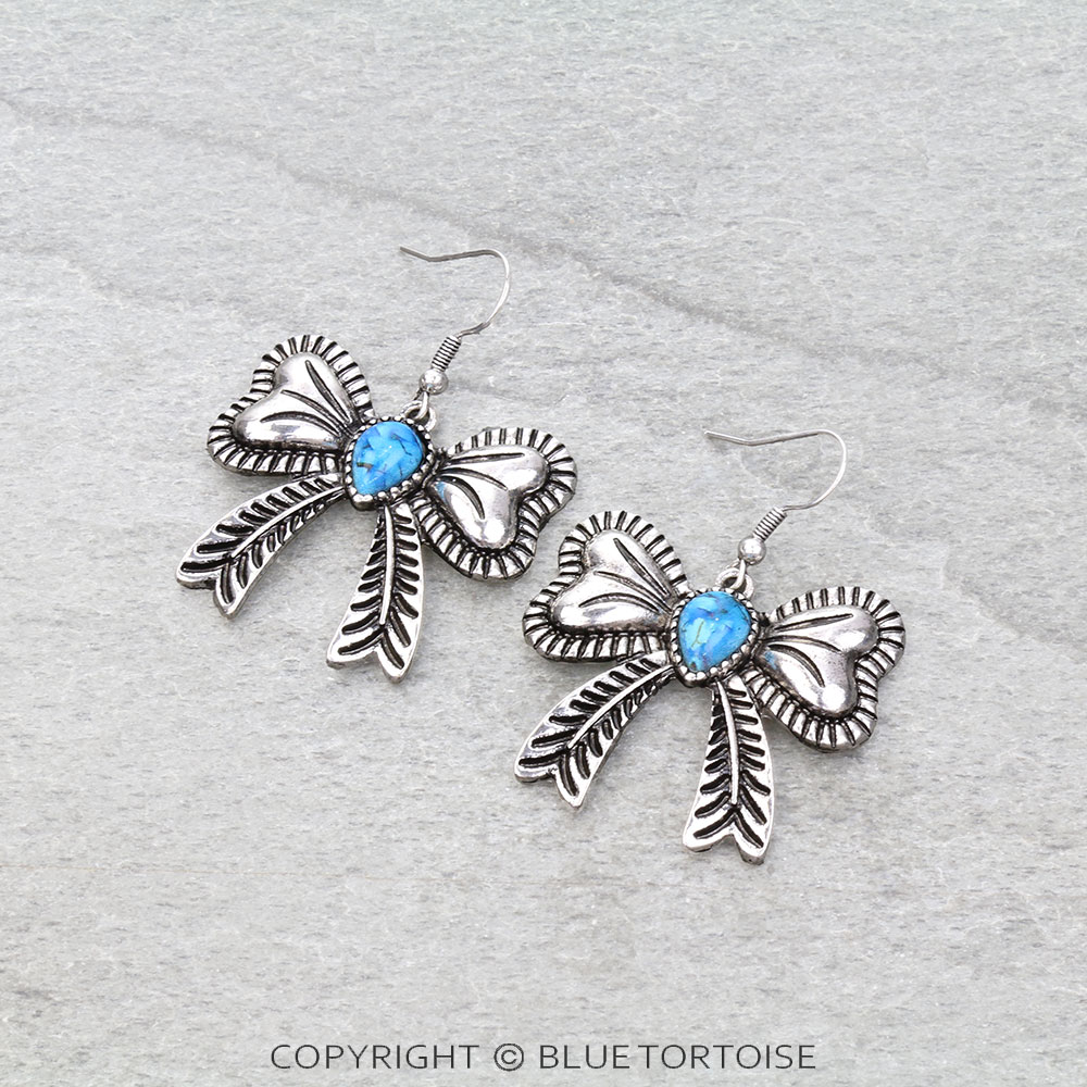 Western Bow Stone Dangle Earrings
