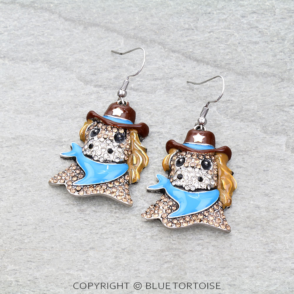 Western Cowboy Horse Dangle Earrings