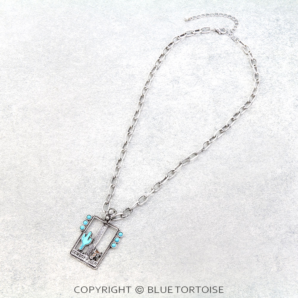 Western Cowboy Ruler Stone Necklace