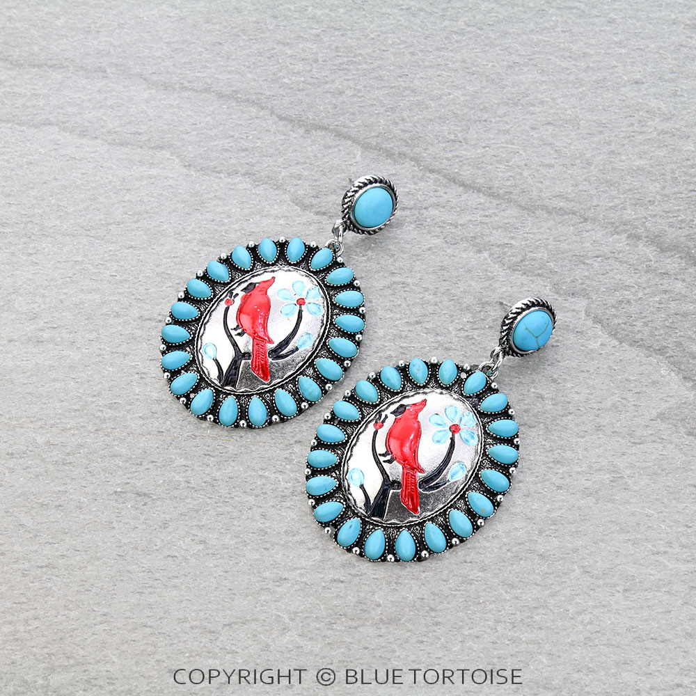 Western Cardinal Portrait Stud Earrings