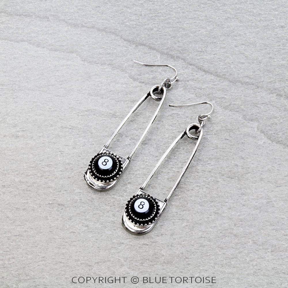 Western Pin Drop 8 Ball Dangle Earrings
