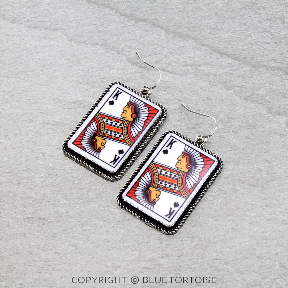Western Spade King Card Dangle Earrings