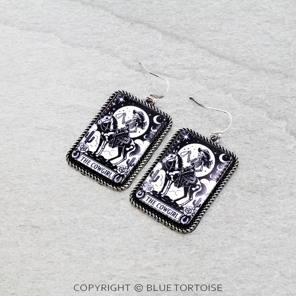 Western Skelly Cowgirl Dangle Earrings