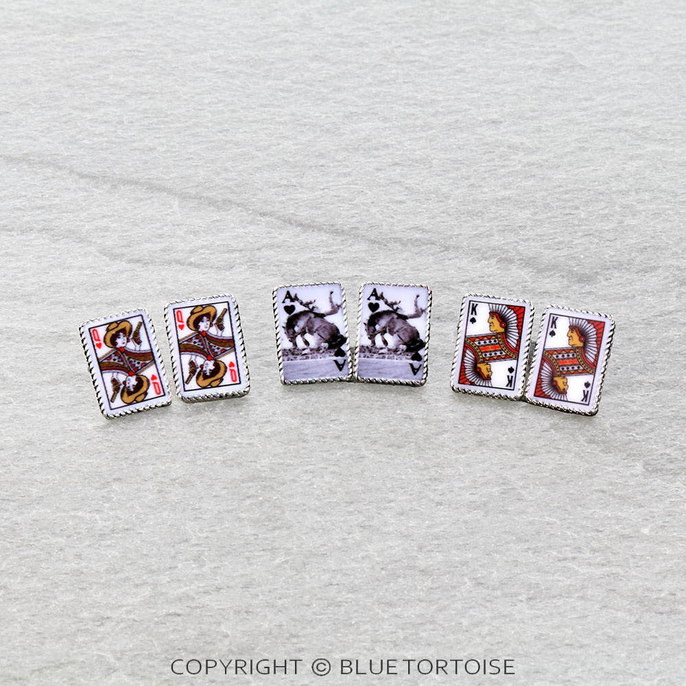 3 Pair Western Poker Theme Earring Set