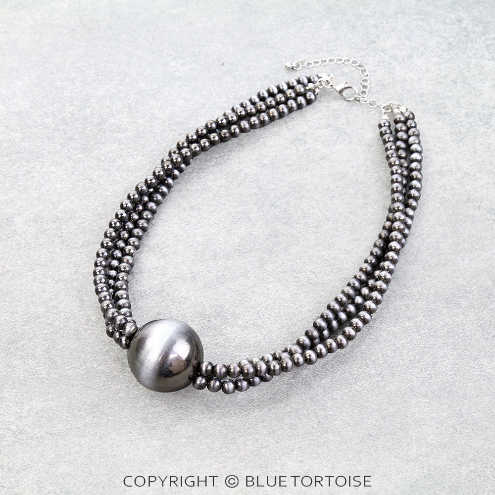Navajo Style Pearl Multi Strands Necklace
