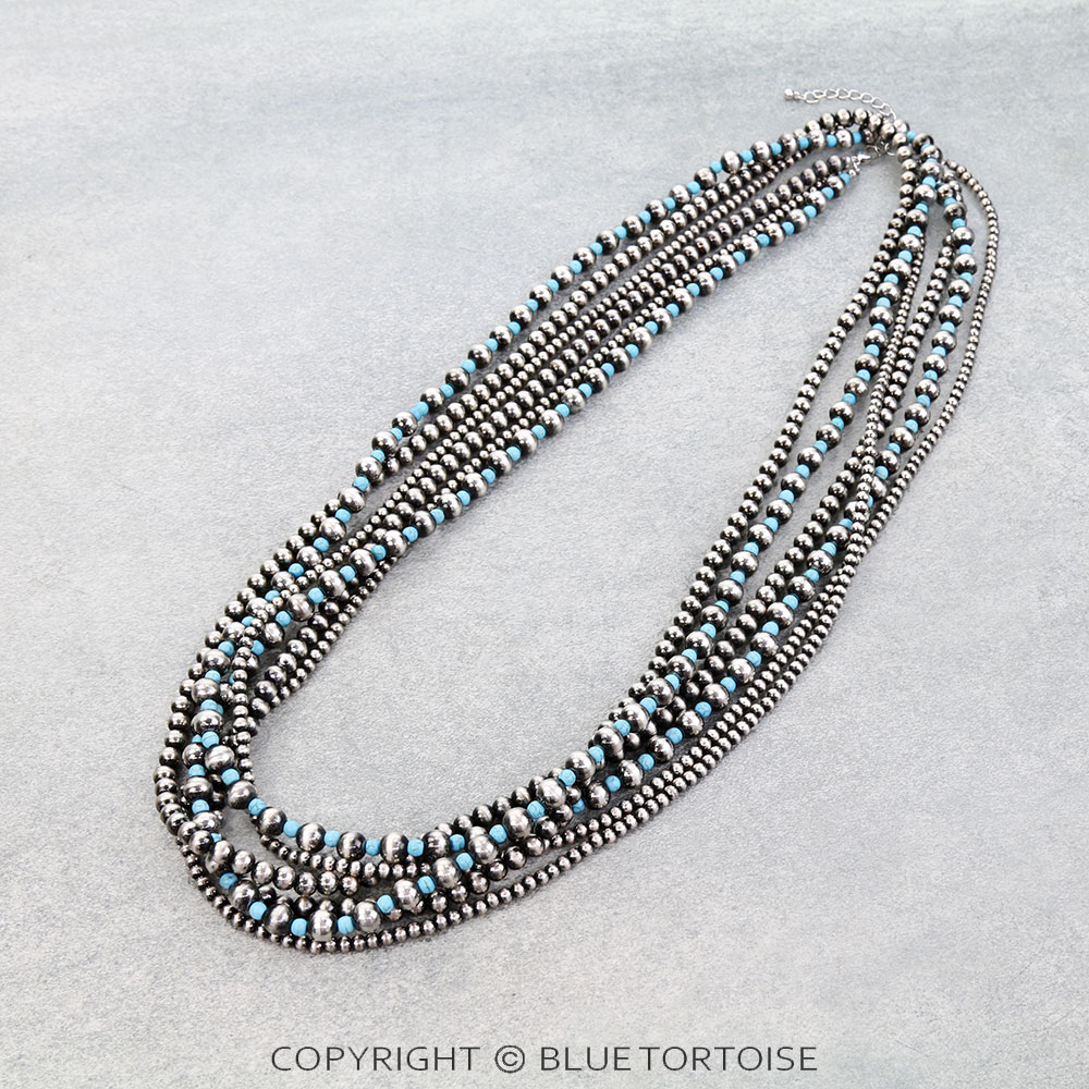 60" Navajo Style Pearl Multi Strands Necklace