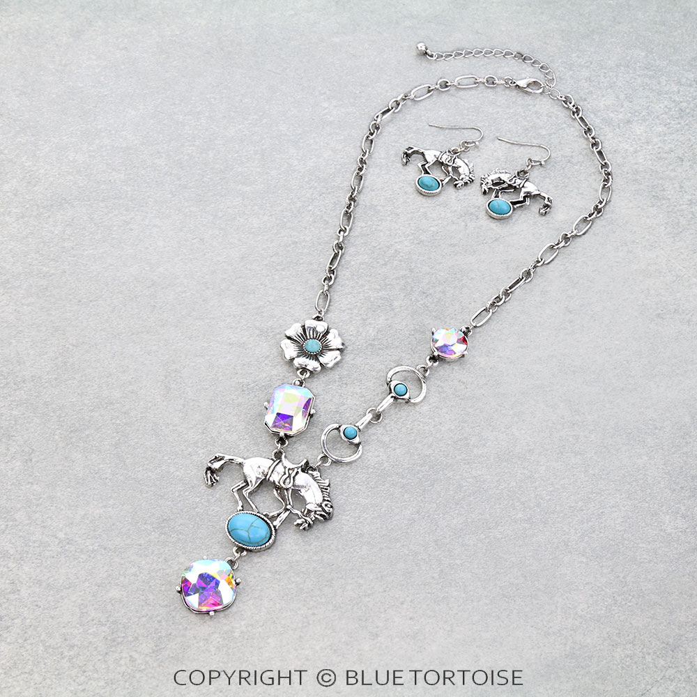 Western Horse Stone Necklace Set