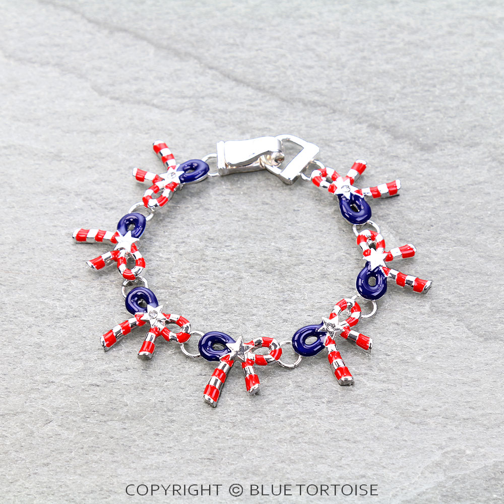 Patriotic Epoxy Bow Magnetic Bracelet