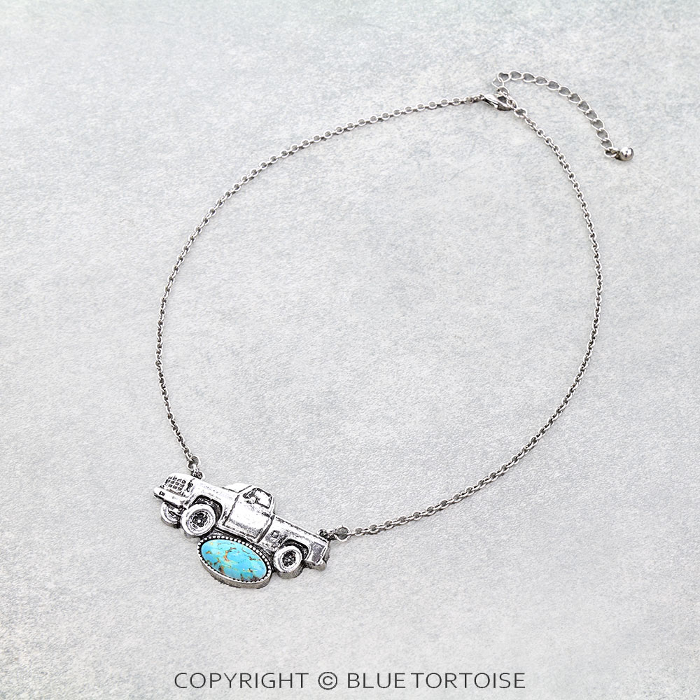 Western Pickup Truck Stone Necklace
