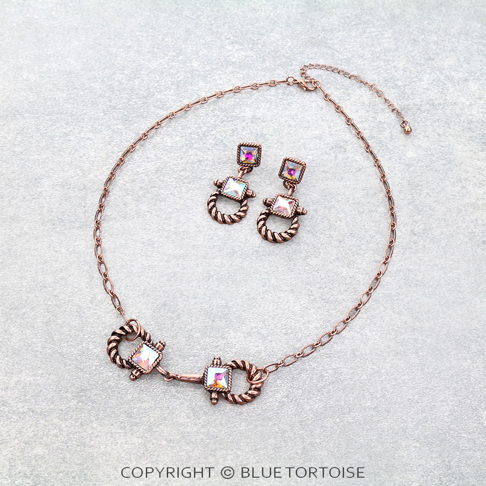 Western Twisted TXR Horsebit Necklace Set