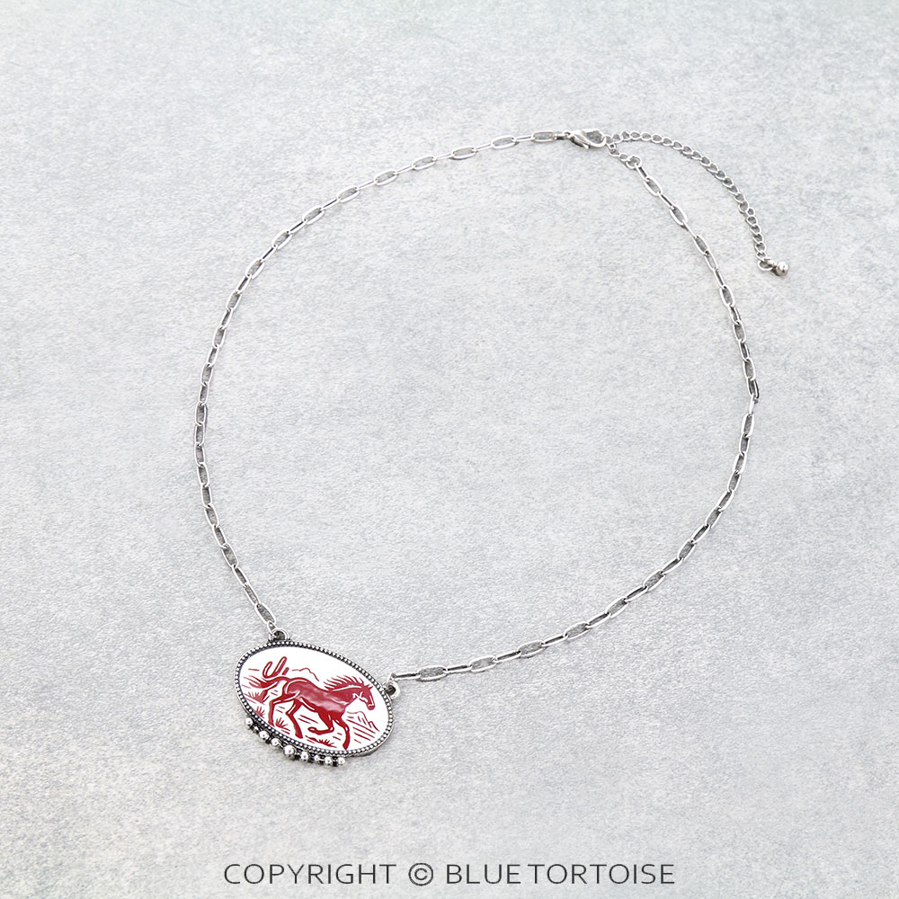 Western Horse Printed Necklace