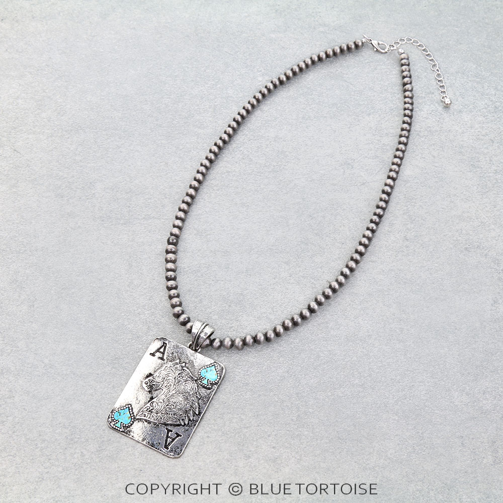 Western Horse Card Necklace