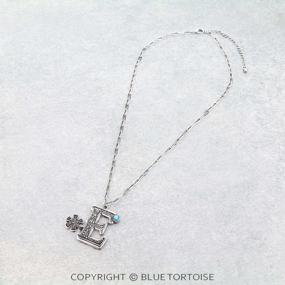 Western Filigree Spur Initial Necklace
