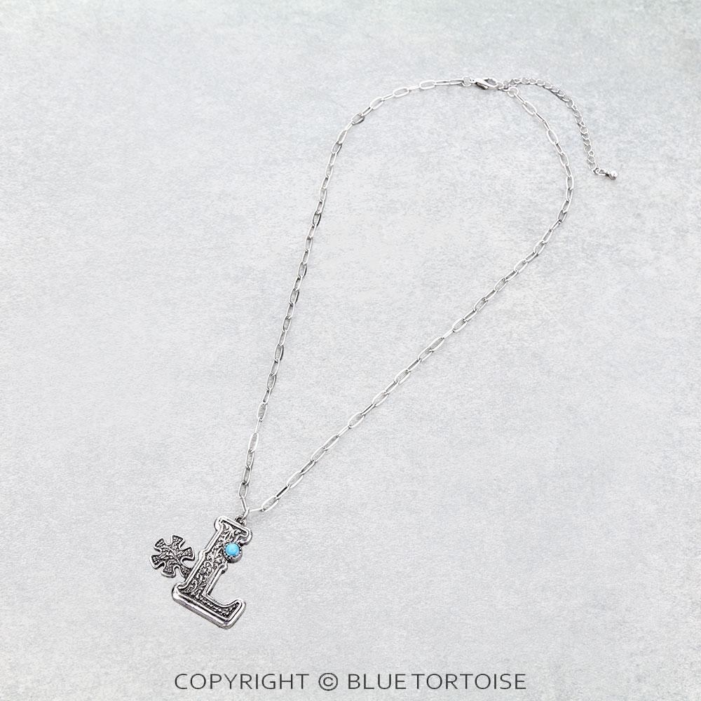 Western Filigree Spur Initial Necklace
