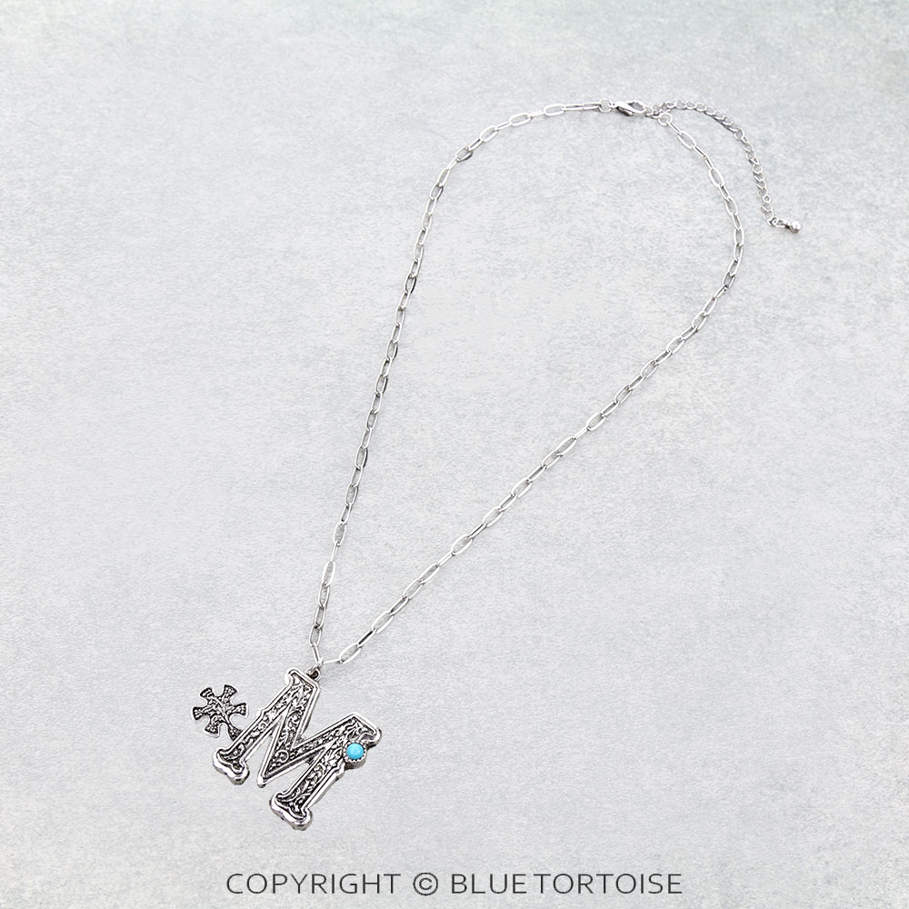 Western Filigree Spur Initial Necklace