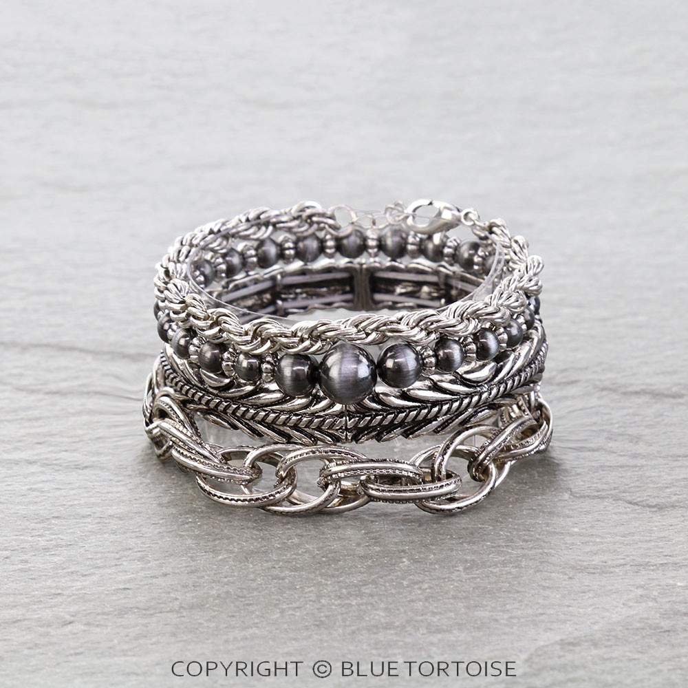 Navajo Style Pearl & Chain Bracelets