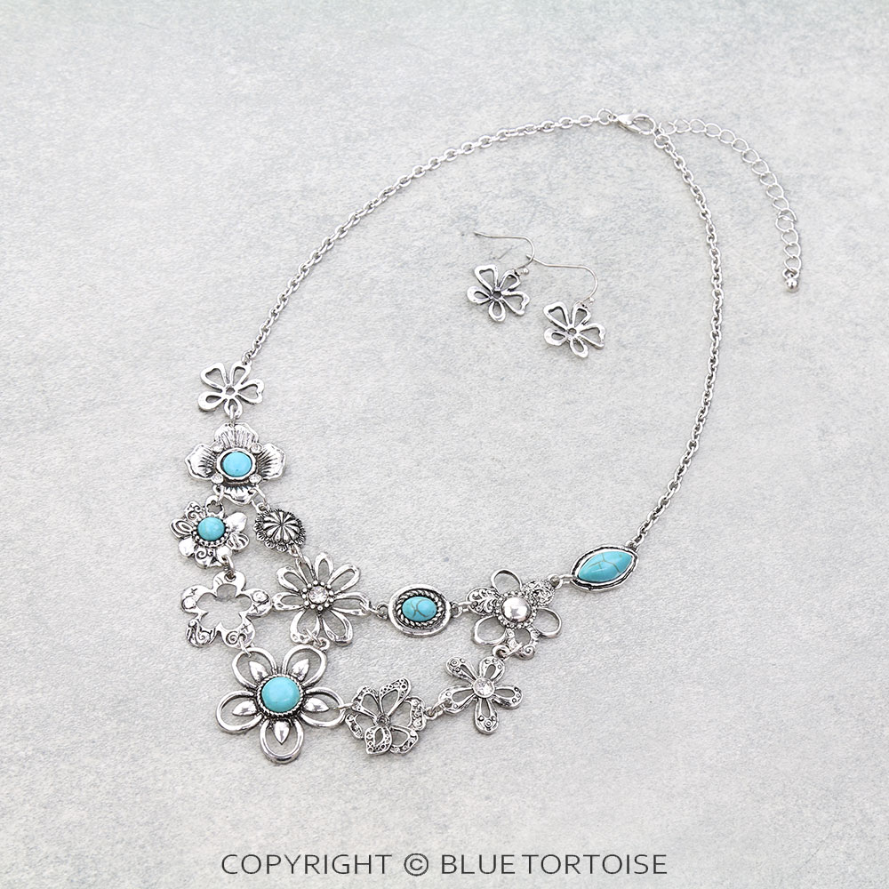 Fashion Flower Statement Necklace Set