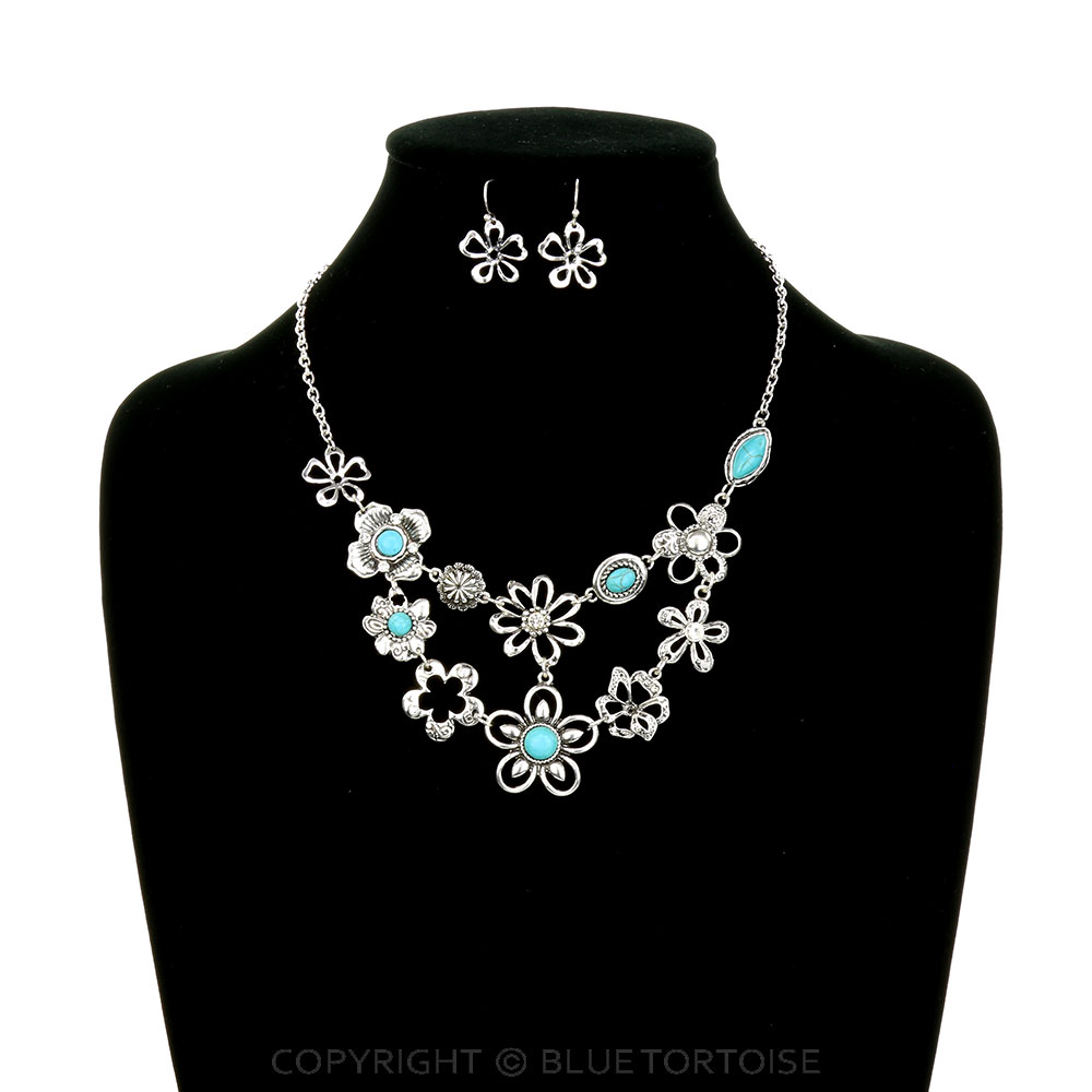 Fashion Flower Statement Necklace Set - Image 2