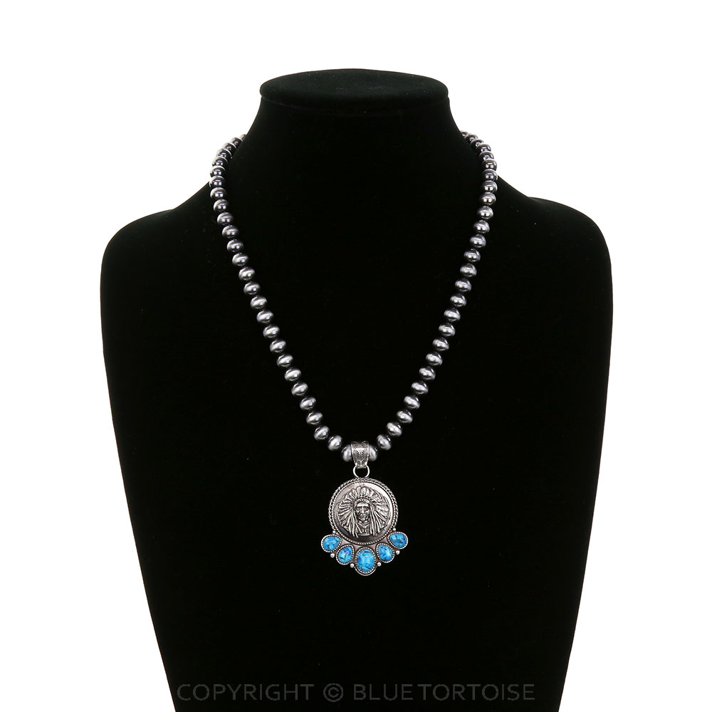 Western Indian Head Stone Necklace - Image 2