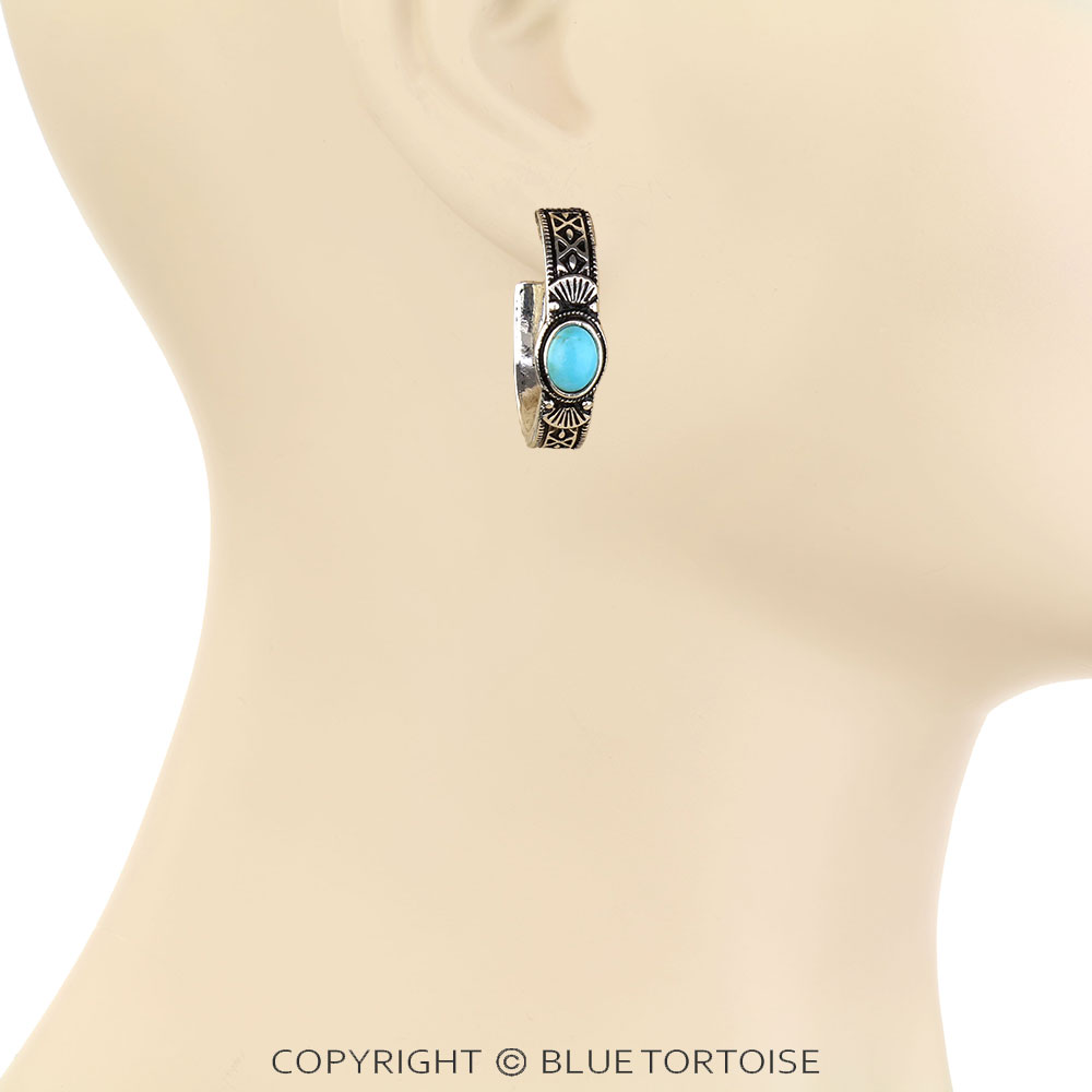 1.25" Western Concho Hoop Earrings - Image 2