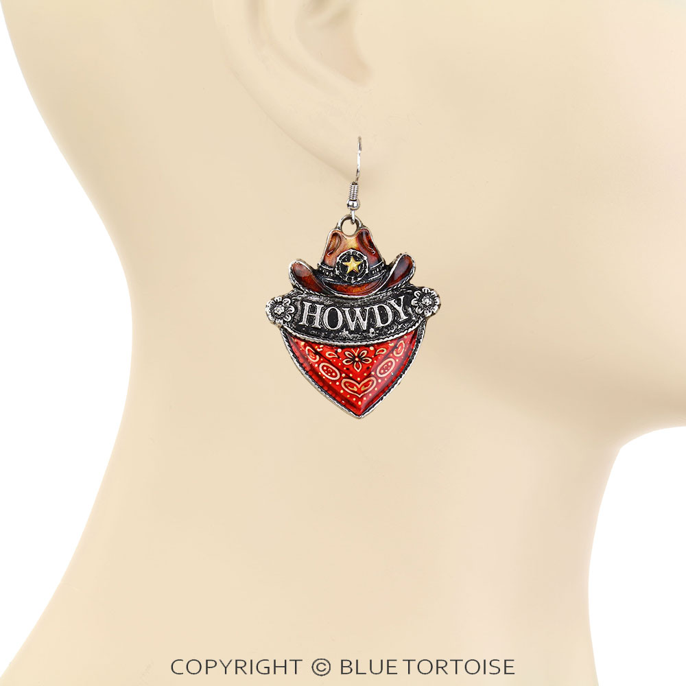 Western Howdy Enamel Dangle Earrings - Image 2