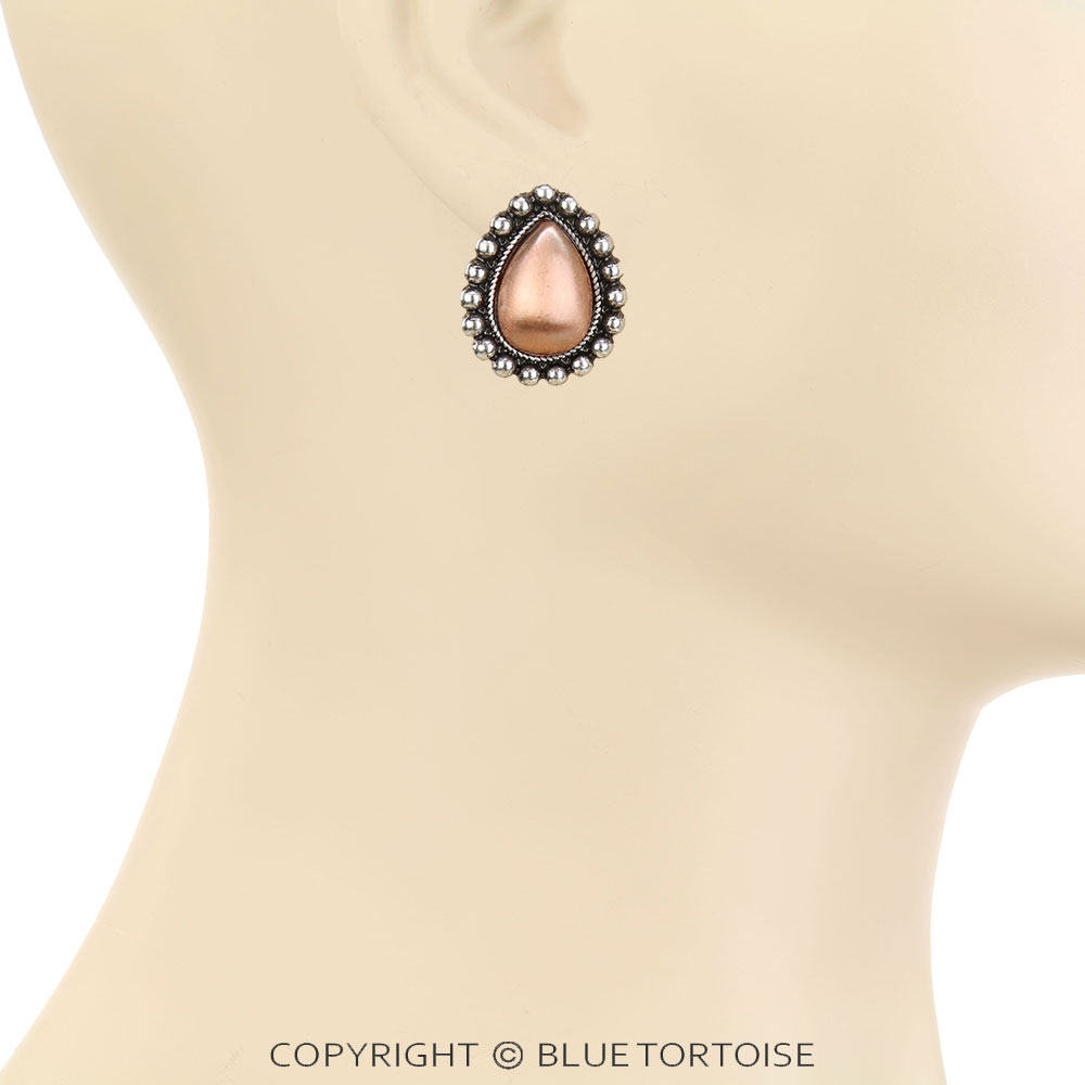 Western Teardrop Concho Stud Earrings - Image 2