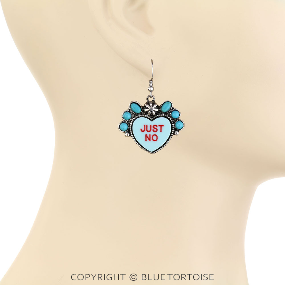 Conversation Bead Heart Dangle Earrings - Image 2