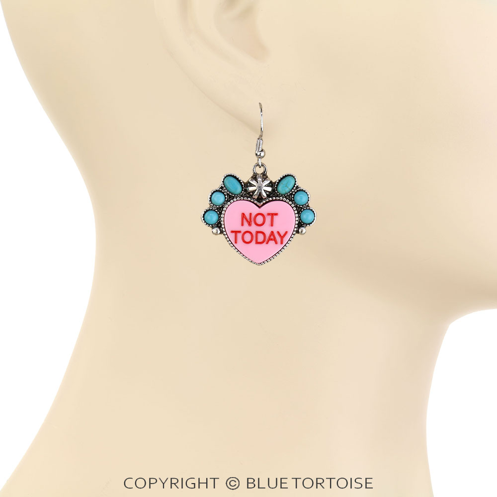 Conversation Bead Heart Dangle Earrings - Image 2