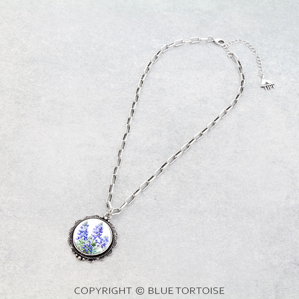 Western Round Bluebonnet Necklace