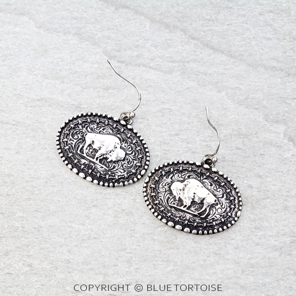 Western Buffalo Dangle Earrings