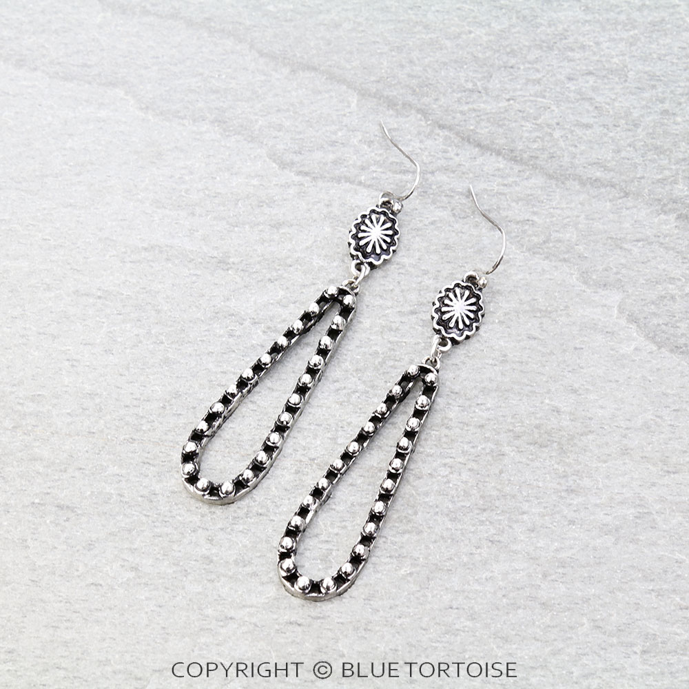 Western Ball TXR Teardrop Dangle Earrings