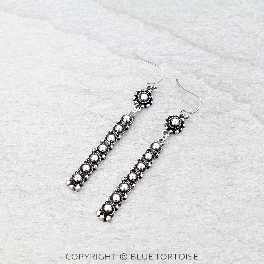 Western Ball TXR Bar Dangle Earrings