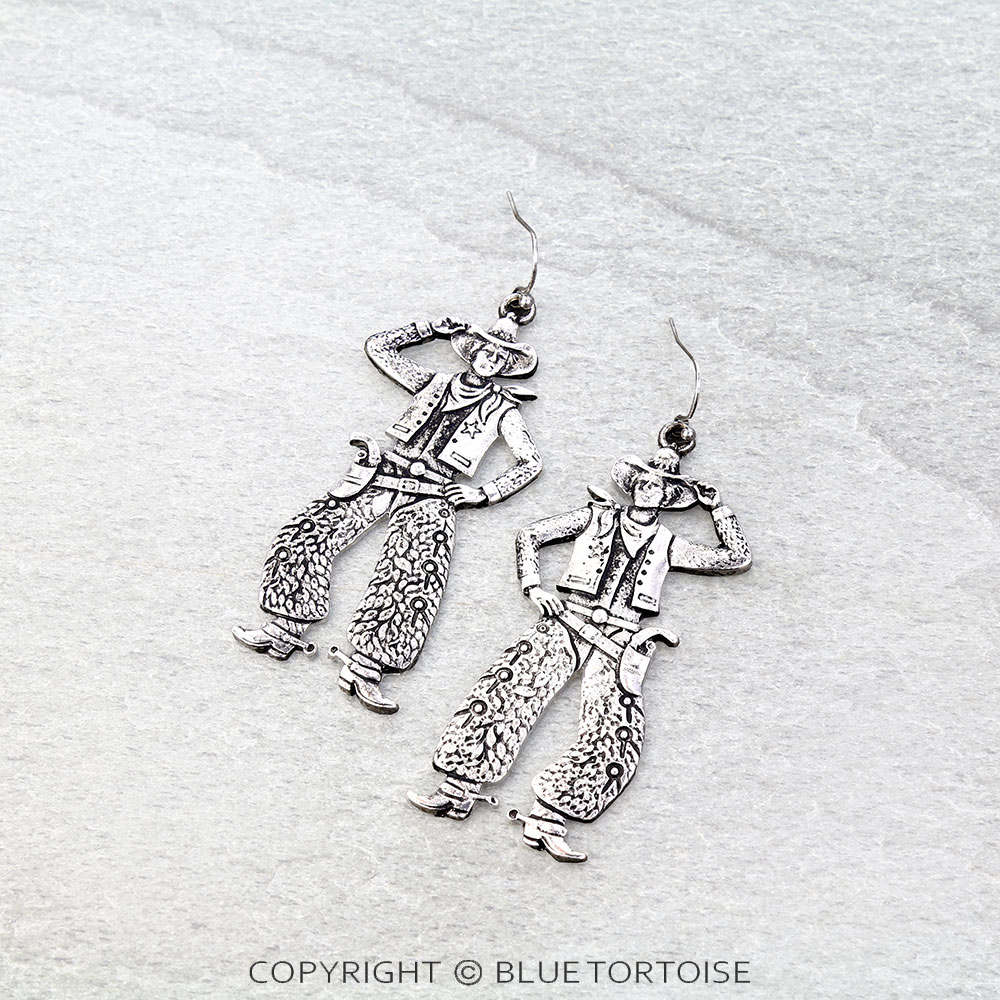 Western Dancing Cowboy Dangle Earrings