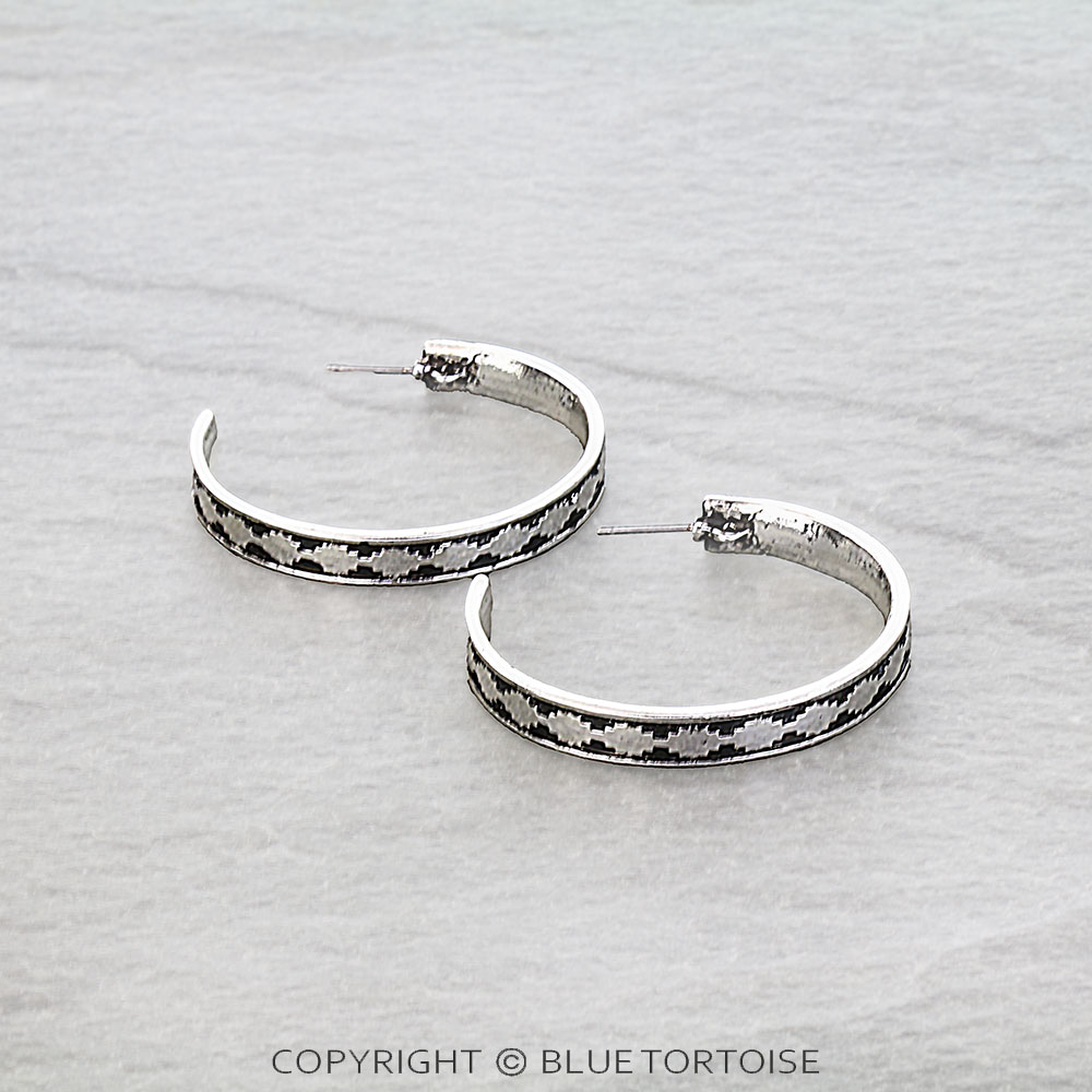 2" Western Aztec Hoop Earrings