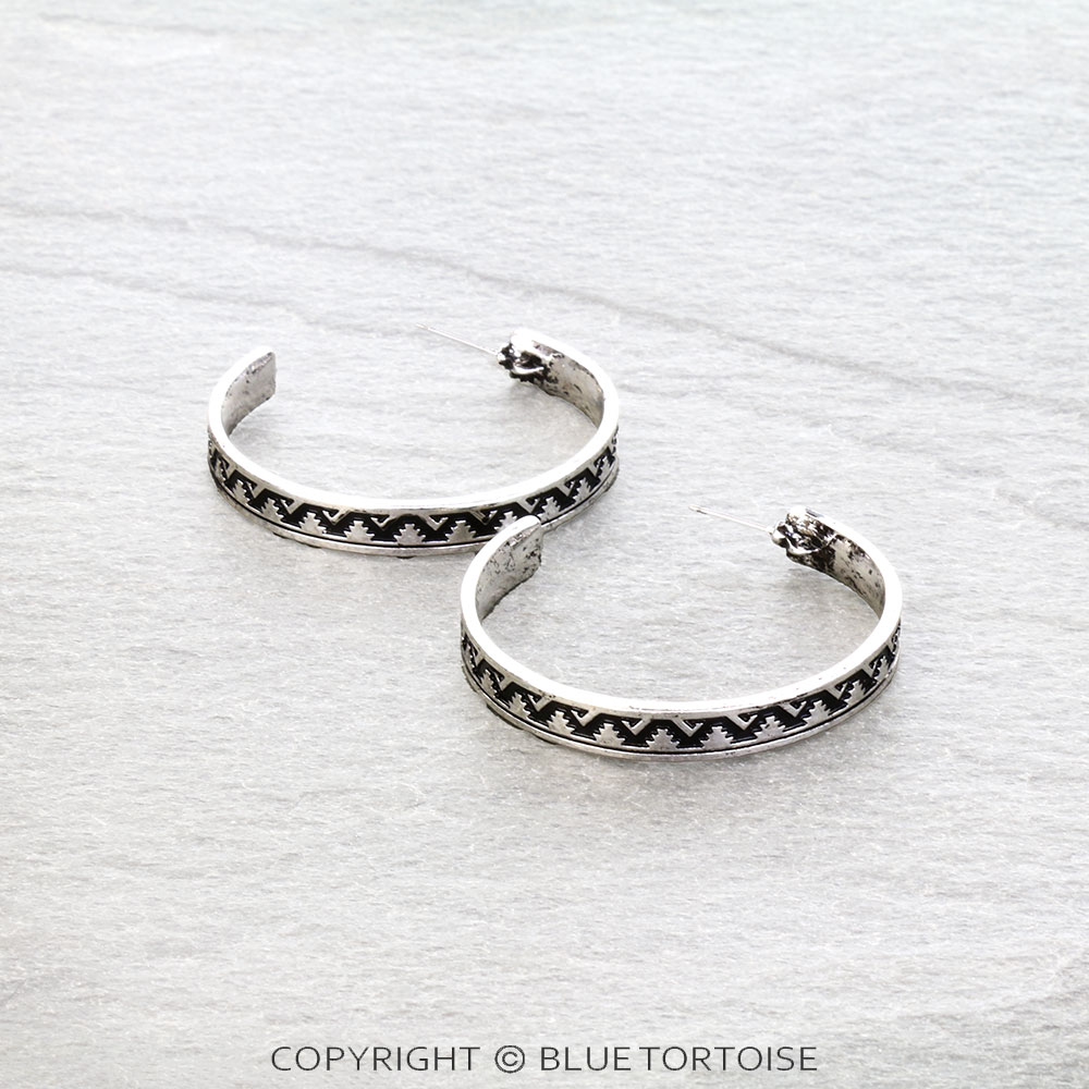 2" Western Aztec Hoop Earrings