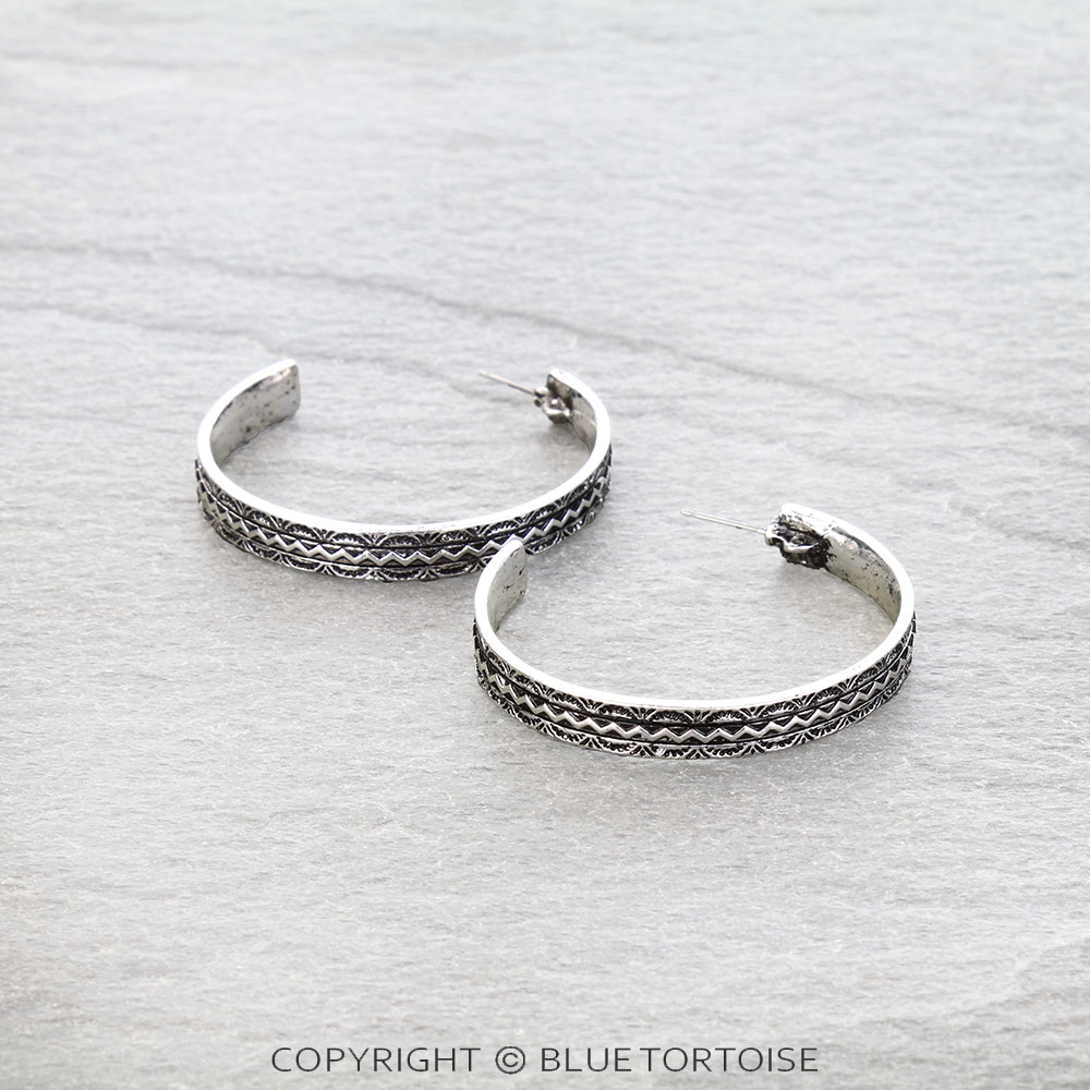 2" Western Aztec Hoop Earrings